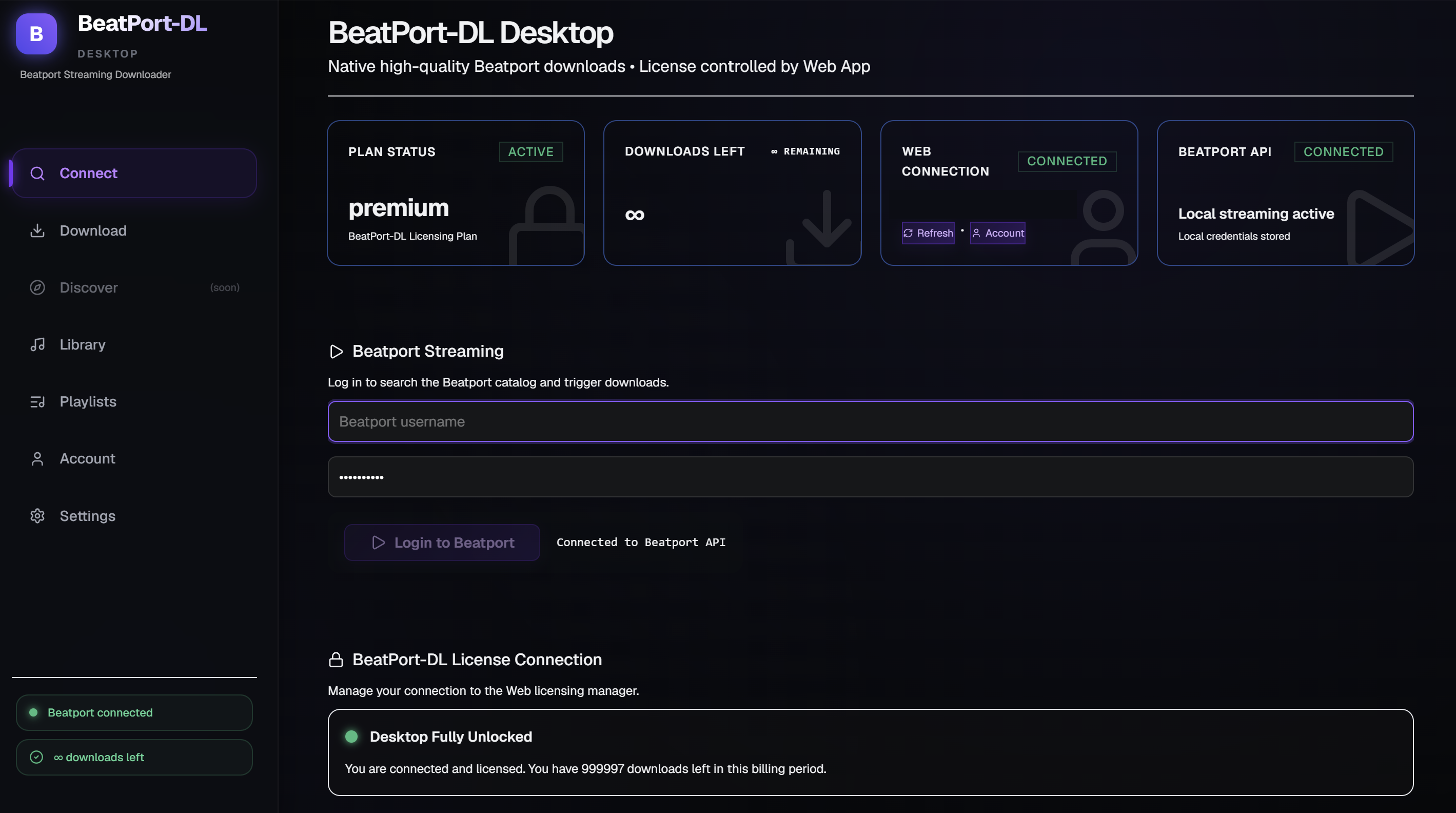Flac.Audio web downloader with a Beatport URL field and tagged track list for Rekordbox